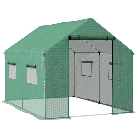 Outsunny Tunnel Greenhouse - UV-resistant PE Cover, Wide Door, 2x3m, Green