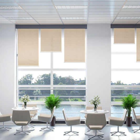 HOMCOM WiFi Smart Roller Blinds Work with TUYA App, Window Shade with Rechargeable Battery, Polyester Electric Shades Blind Easy Fit Home Office Living Room Bathroom Kitchen, Brown, 80cm x 180cm