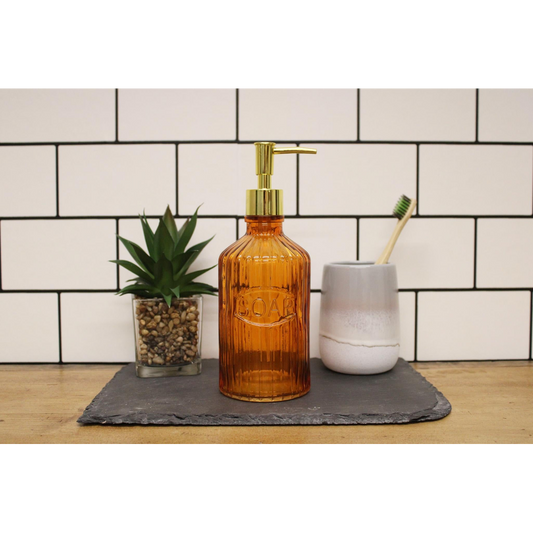 Premium Orange Glass Soap Dispenser