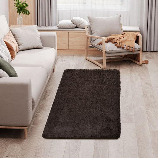 Luxurious Brown Shaggy Area Rug for Living Room and Bedroom, 90x150cm