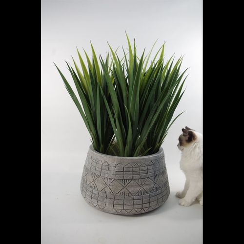 22cm x 37cm Large Grey Gliese Embossed Planter