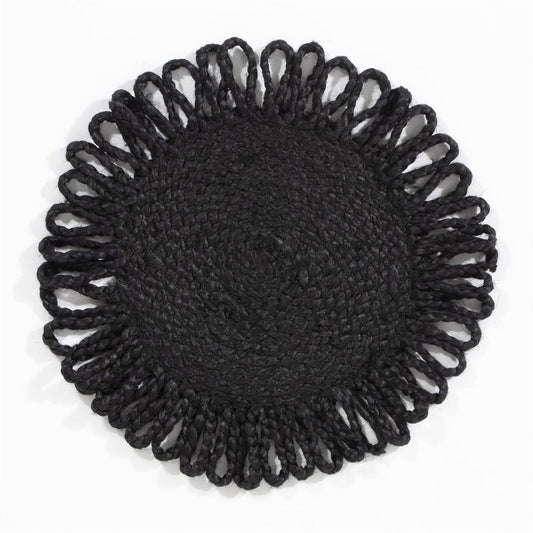 Premium Quality Thames Jute Star Placemats - Set of 2 - Black - 36x36cm