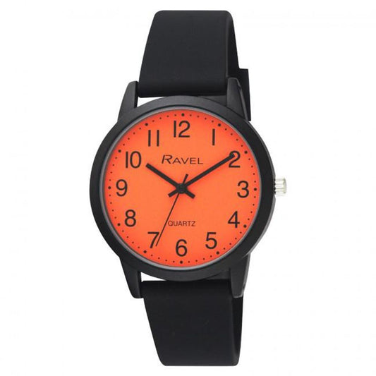Ravel Mens Sports Orange Dial with Black Silicone Watch R1814.8