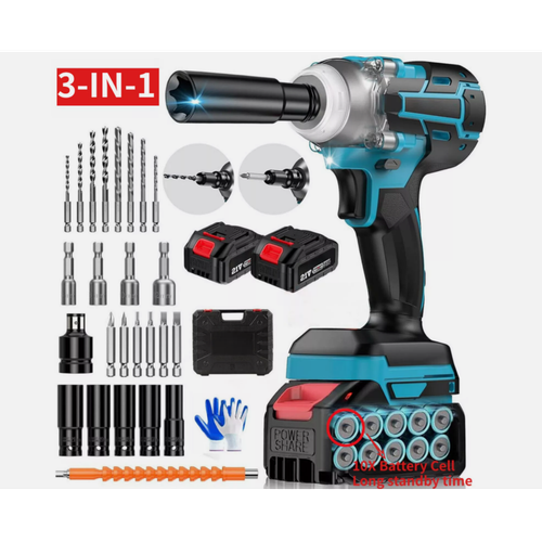 Cordless electric impact wrench, spray gun ratchet driver, electric wrench set