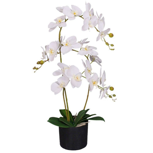 Realistic 65cm Artificial Orchid Flower in Pot - UK Leaf Design - High Quality