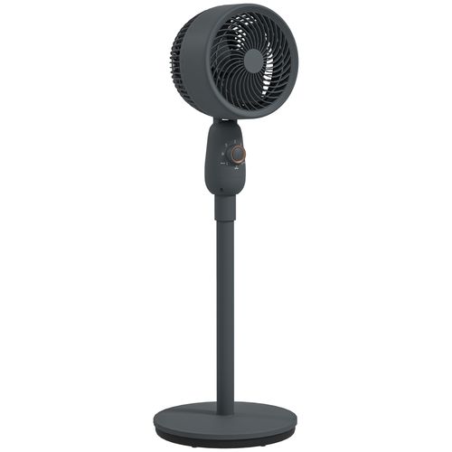 HOMCOM Pedestal Fan for Bedroom, Powerful Air Circulator with 3 Speed, Grey