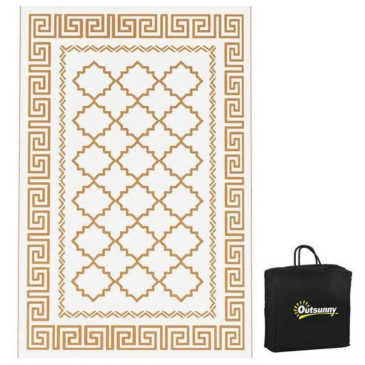 Outsunny Waterproof Outdoor Rug w/ Carry Bag: 182 x 274cm, Brown - Tear-resistant, Reversible