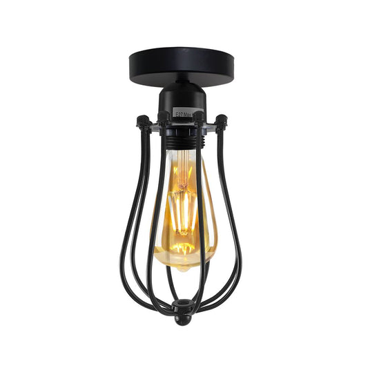 Vintage Industrial Geometric Balloon Shaped Wire Cage Light  Lighting Bulb Holder