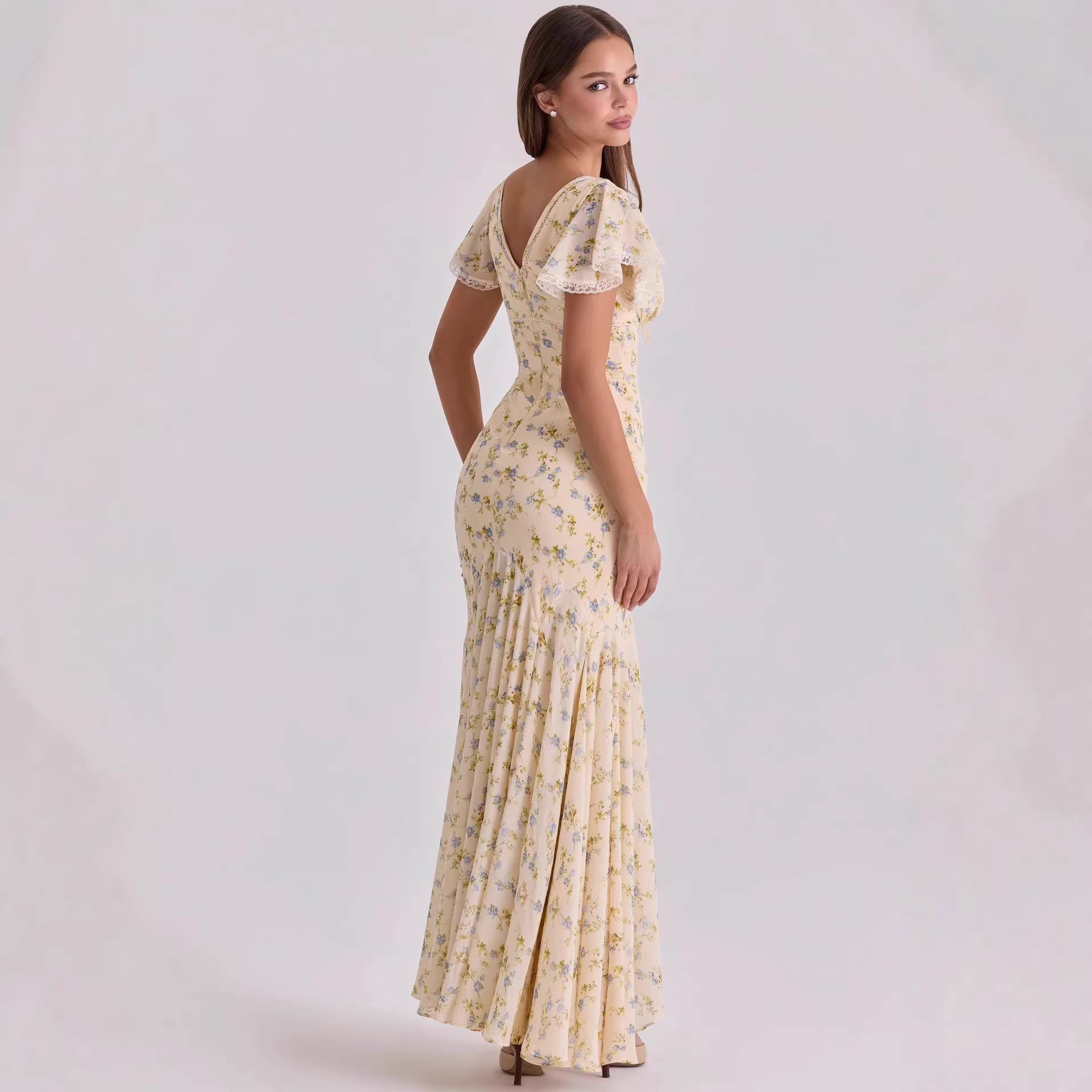 V-neck Long Flowing Maxi Dress For Women | Luxury Home Accessories | Heulog Glow
