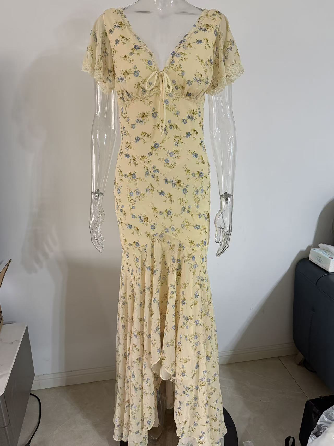 V-neck Long Flowing Maxi Dress For Women | Luxury Home Accessories | Heulog Glow