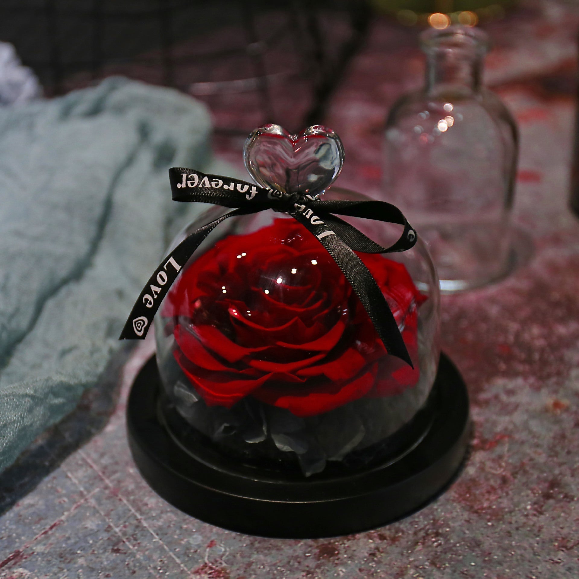 Valentine's Day Birthday Gift Gift Box Glass Cover Big Rose Immortal Flower | Luxury Home Accessories | Heulog Glow