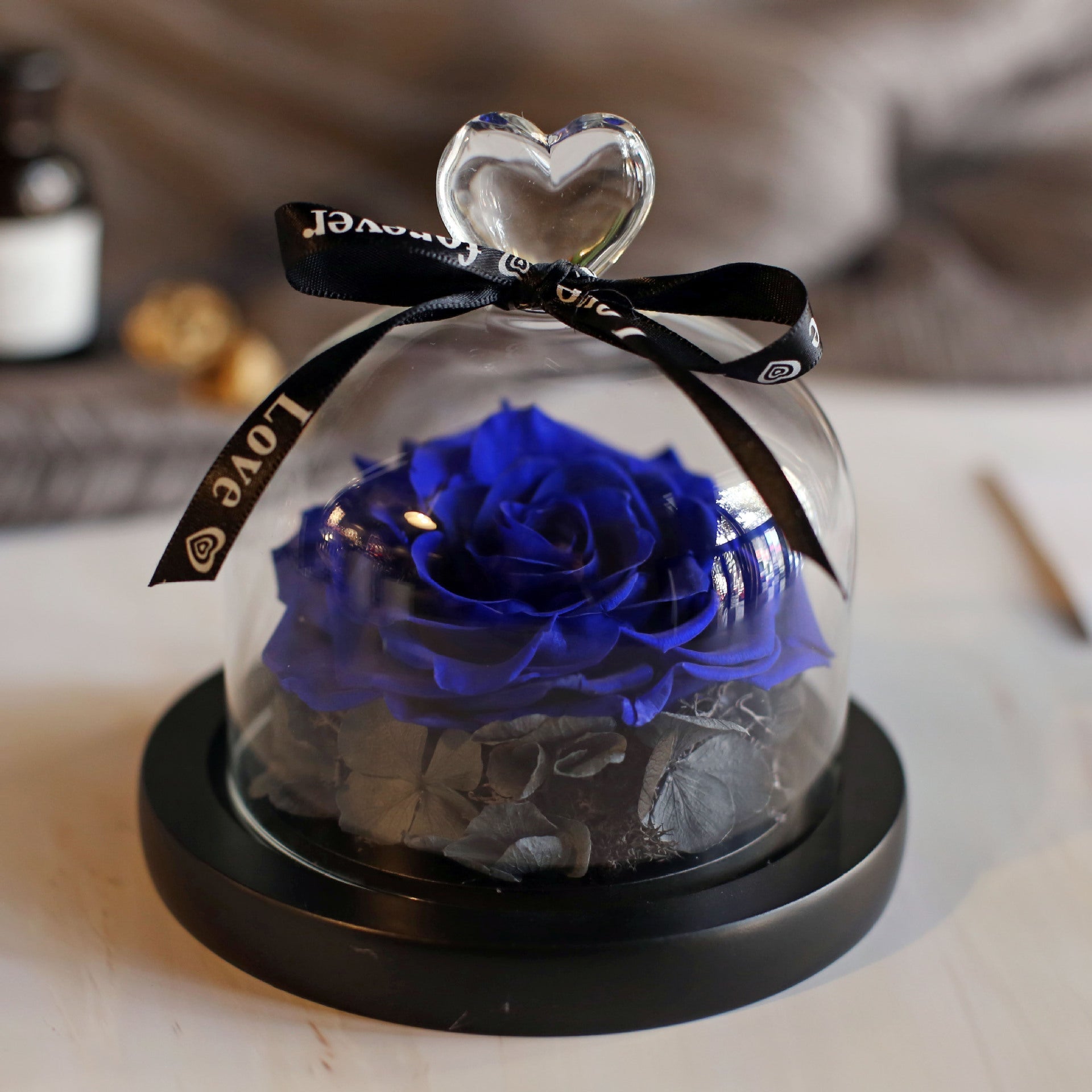 Valentine's Day Birthday Gift Gift Box Glass Cover Big Rose Immortal Flower | Luxury Home Accessories | Heulog Glow