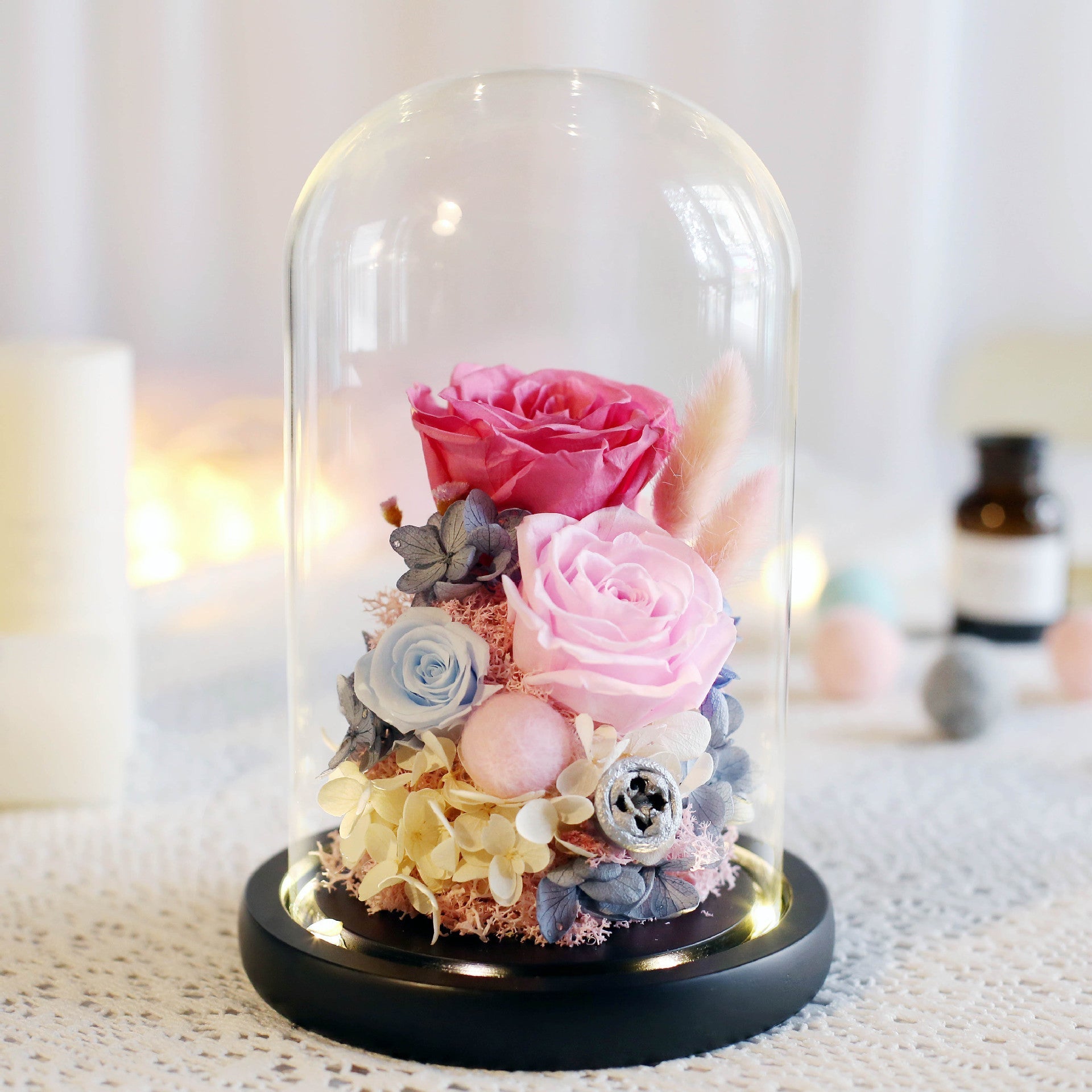 Valentine's Day Birthday Gift Gift Box Glass Cover Big Rose Immortal Flower | Luxury Home Accessories | Heulog Glow