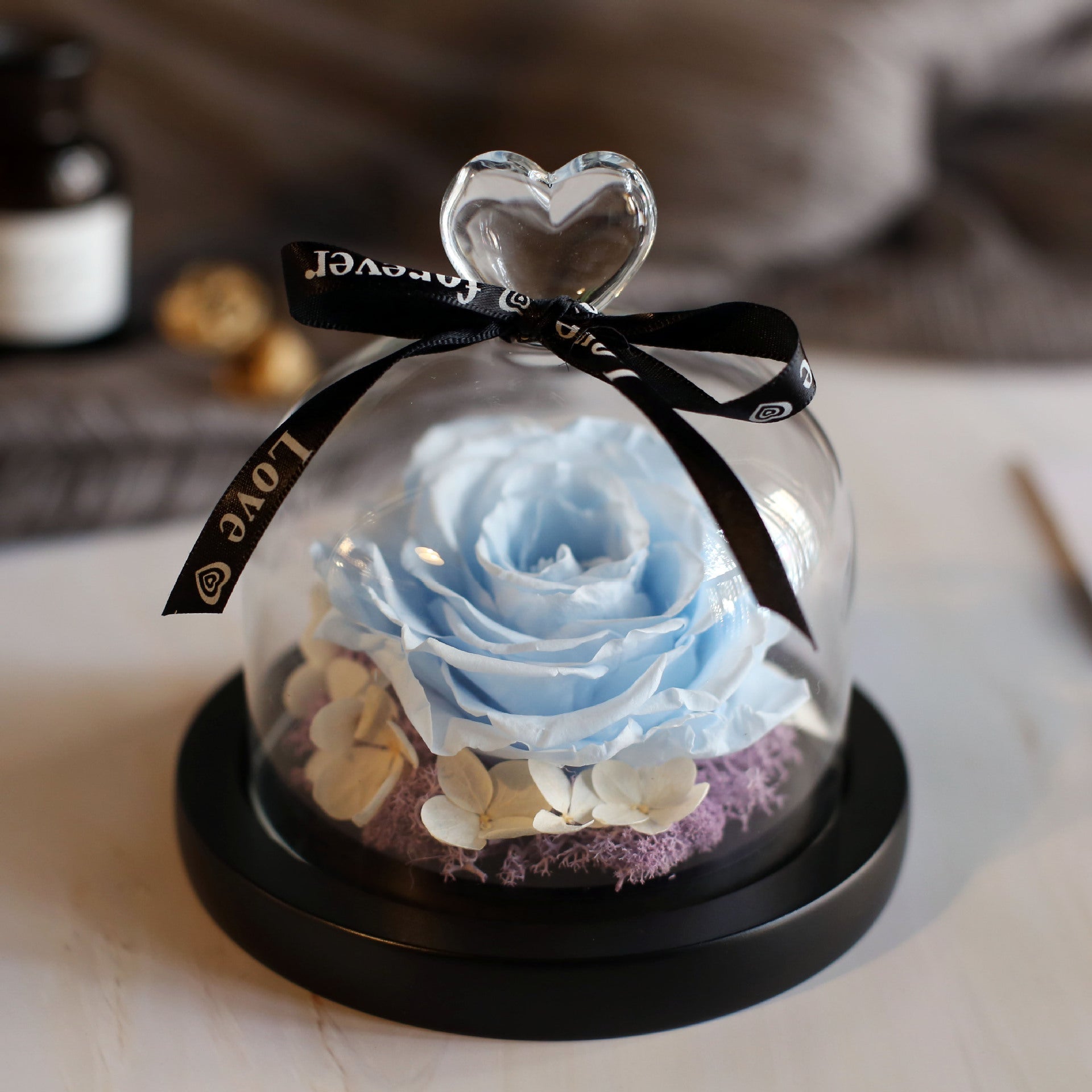 Valentine's Day Birthday Gift Gift Box Glass Cover Big Rose Immortal Flower | Luxury Home Accessories | Heulog Glow