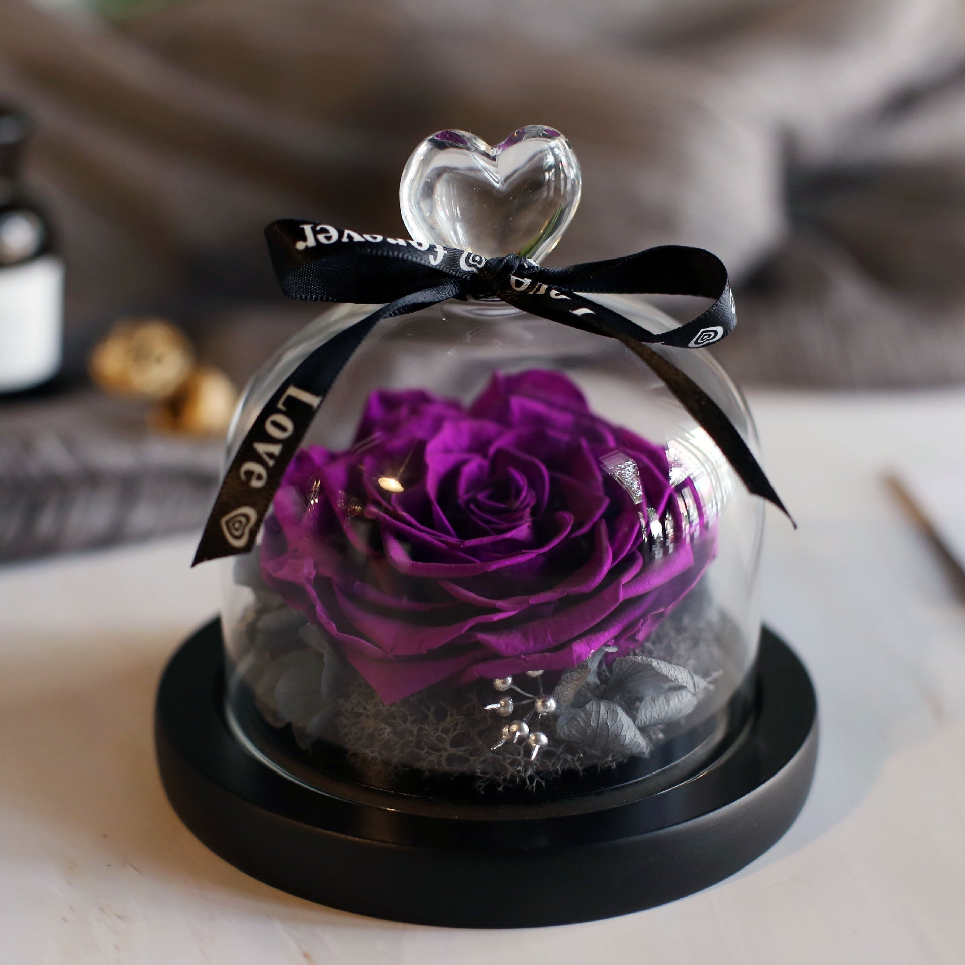 Valentine's Day Birthday Gift Gift Box Glass Cover Big Rose Immortal Flower | Luxury Home Accessories | Heulog Glow