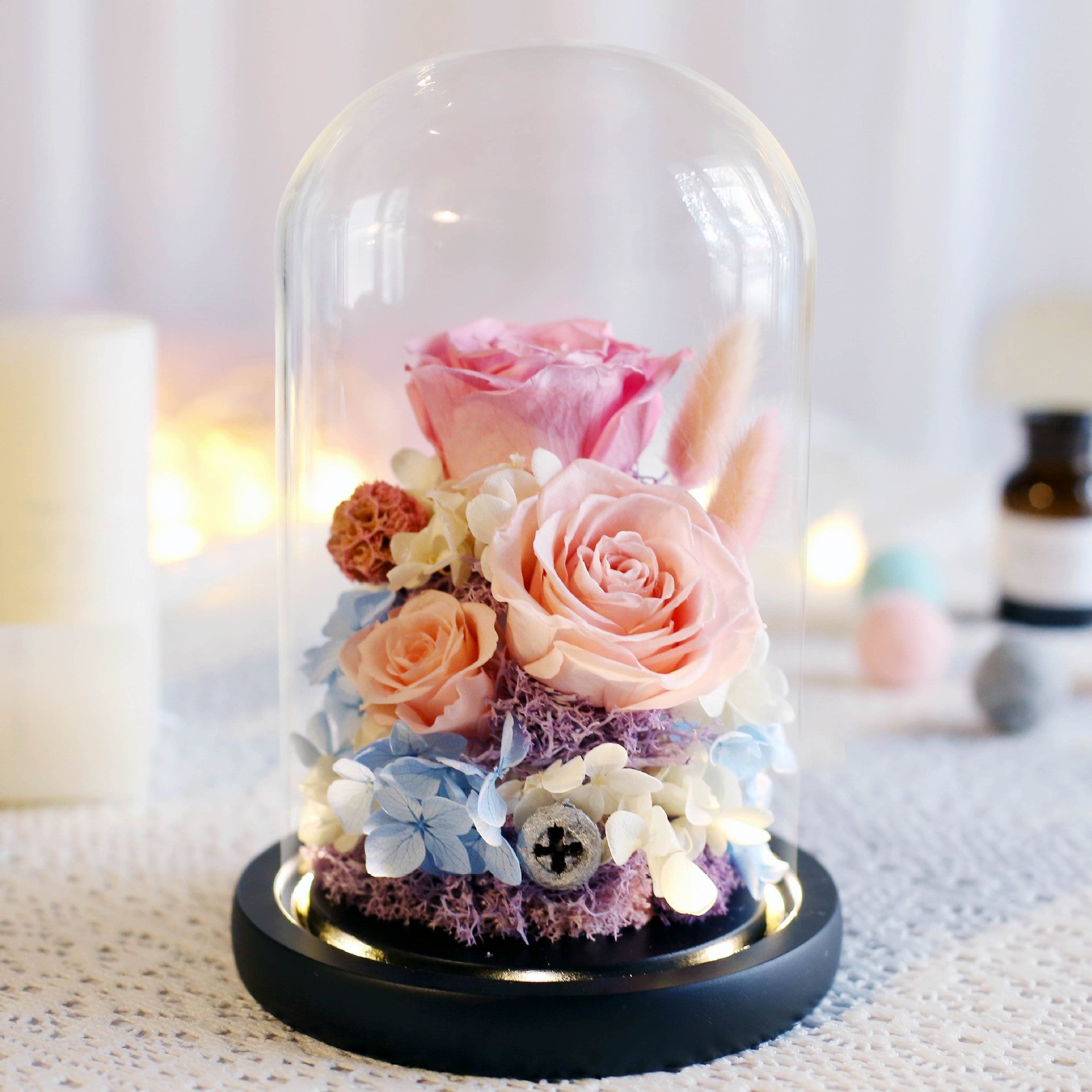 Valentine's Day Birthday Gift Gift Box Glass Cover Big Rose Immortal Flower | Luxury Home Accessories | Heulog Glow