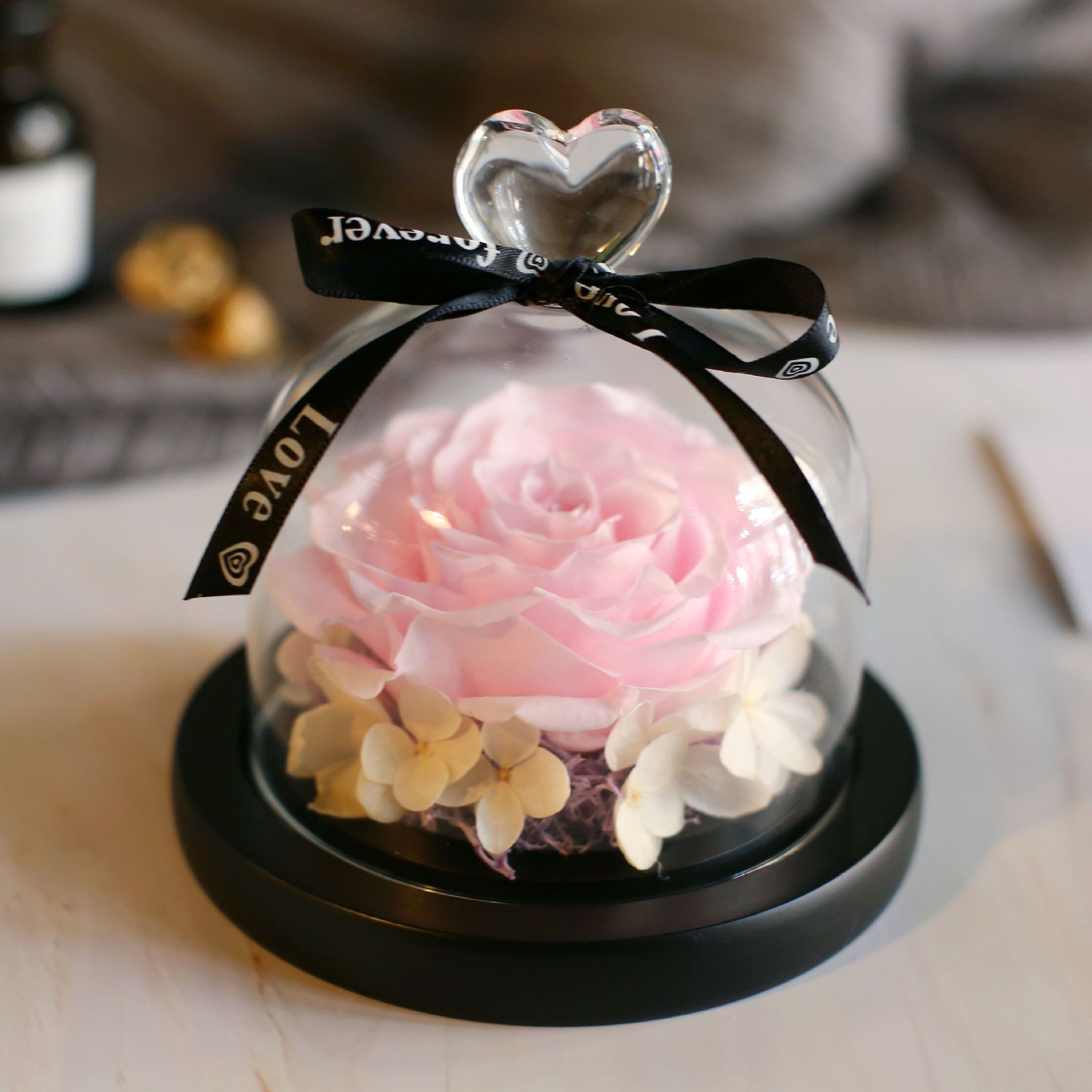 Valentine's Day Birthday Gift Gift Box Glass Cover Big Rose Immortal Flower | Luxury Home Accessories | Heulog Glow