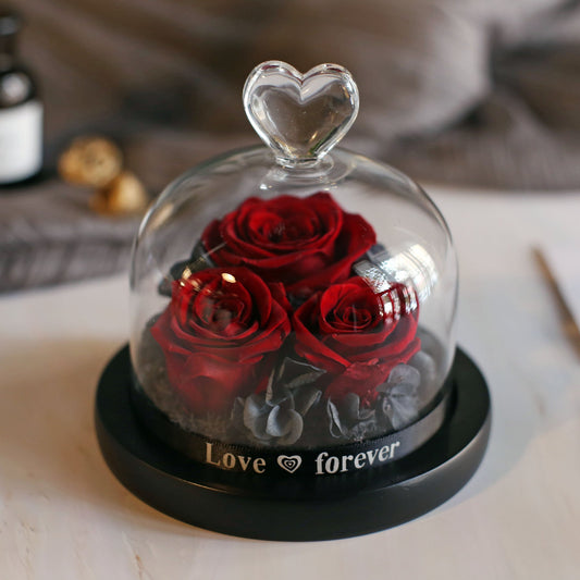 Valentine's Day Birthday Gift Gift Box Glass Cover Big Rose Immortal Flower | Luxury Home Accessories | Heulog Glow