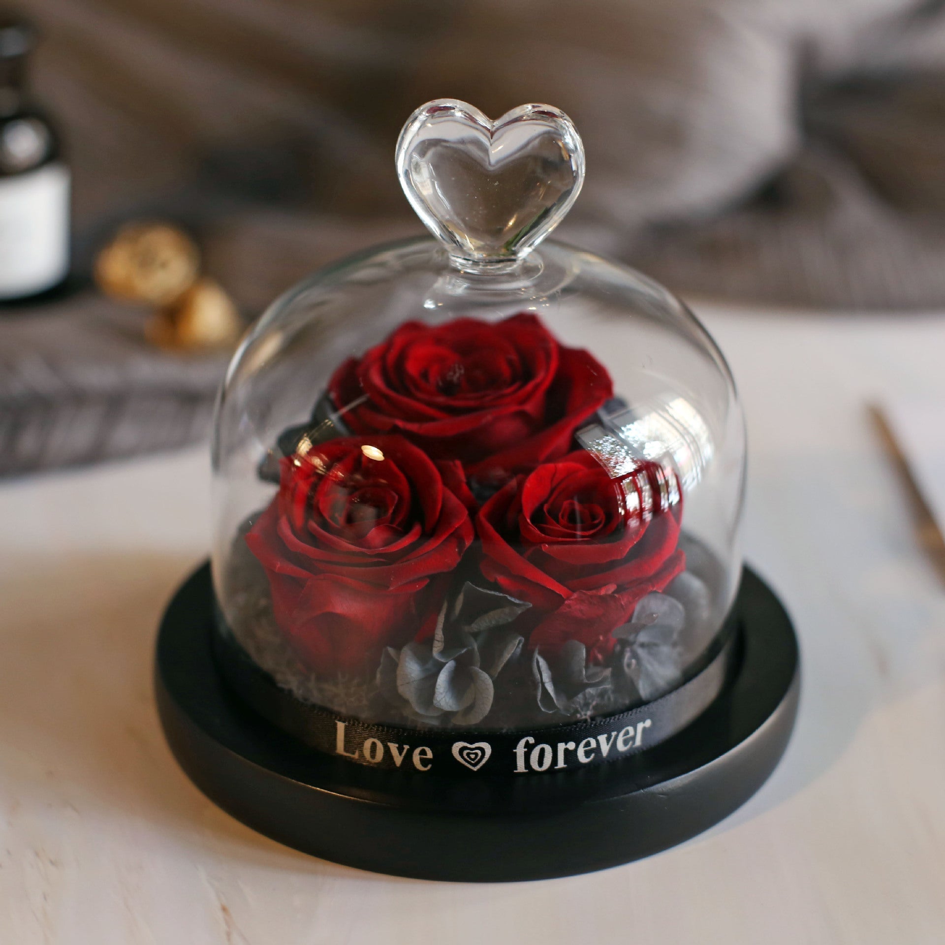Valentine's Day Birthday Gift Gift Box Glass Cover Big Rose Immortal Flower | Luxury Home Accessories | Heulog Glow