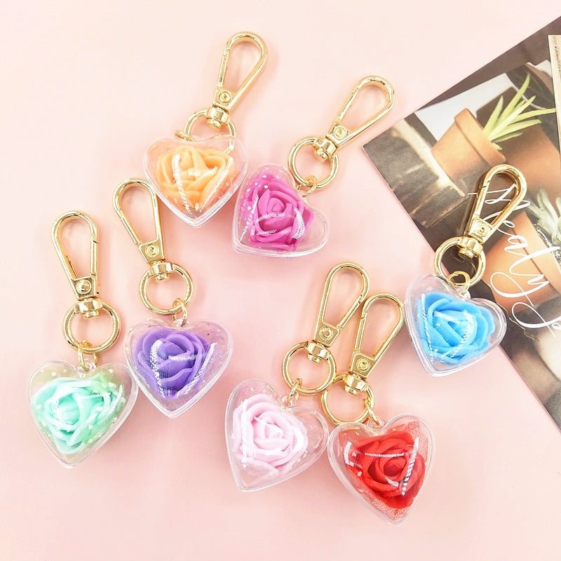 Valentine's Day Creative Gift Rose Forever Flower Key Chain | Luxury Home Accessories | Heulog Glow