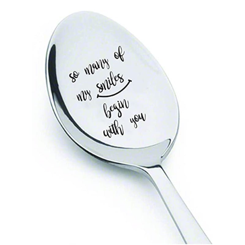 Valentine's Day Gift Engraved Stainless Steel Long-handled Spoon | Luxury Home Accessories | Heulog Glow