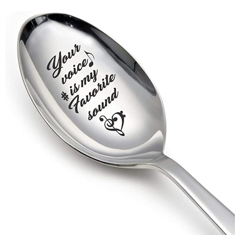 Valentine's Day Gift Engraved Stainless Steel Long-handled Spoon | Luxury Home Accessories | Heulog Glow