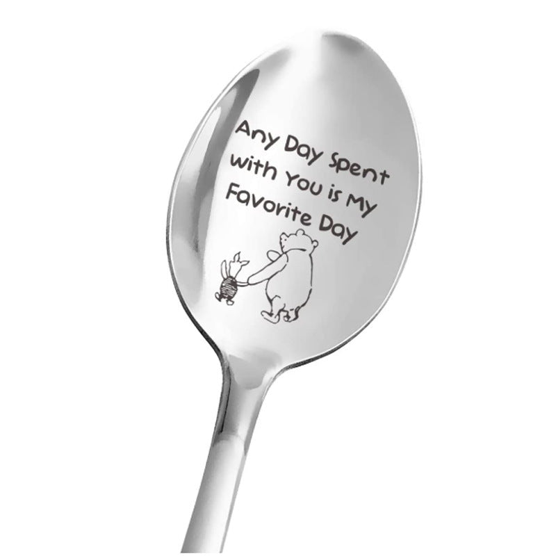 Valentine's Day Gift Engraved Stainless Steel Long-handled Spoon | Luxury Home Accessories | Heulog Glow