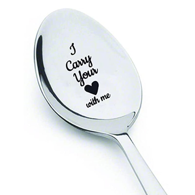 Valentine's Day Gift Engraved Stainless Steel Long-handled Spoon | Luxury Home Accessories | Heulog Glow