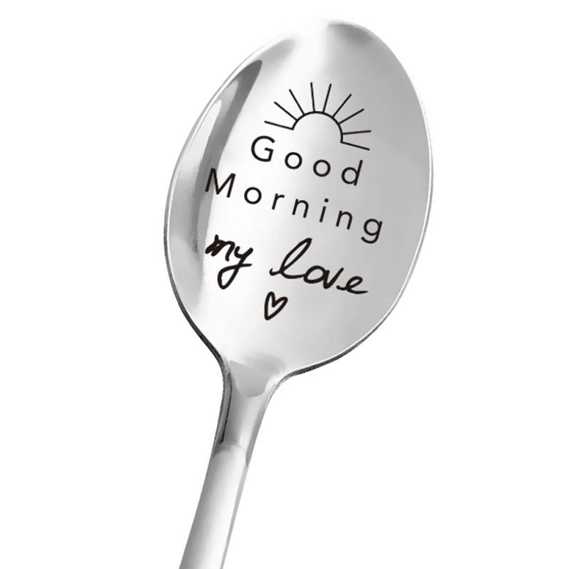 Valentine's Day Gift Engraved Stainless Steel Long-handled Spoon | Luxury Home Accessories | Heulog Glow