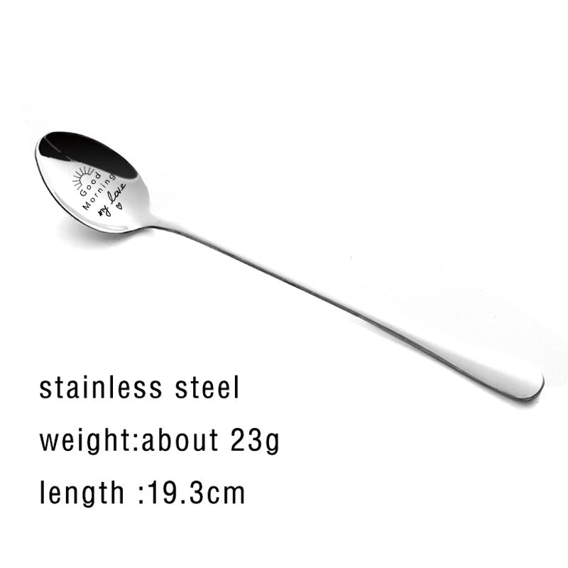 Valentine's Day Gift Engraved Stainless Steel Long-handled Spoon | Luxury Home Accessories | Heulog Glow