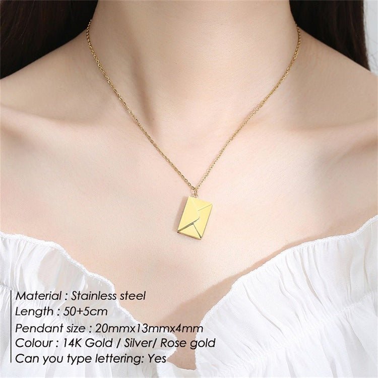 Valentine's Day Gift Envelope Engraved Necklace | Luxury Home Accessories | Heulog Glow