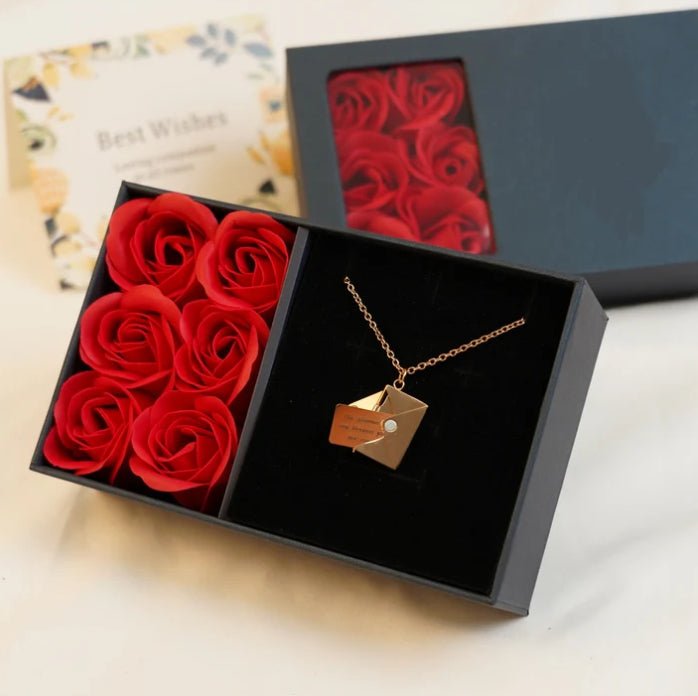Valentine's Day Gift Envelope Engraved Necklace | Luxury Home Accessories | Heulog Glow