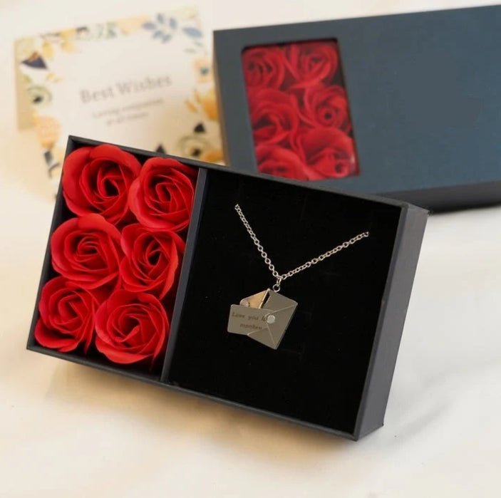 Valentine's Day Gift Envelope Engraved Necklace | Luxury Home Accessories | Heulog Glow