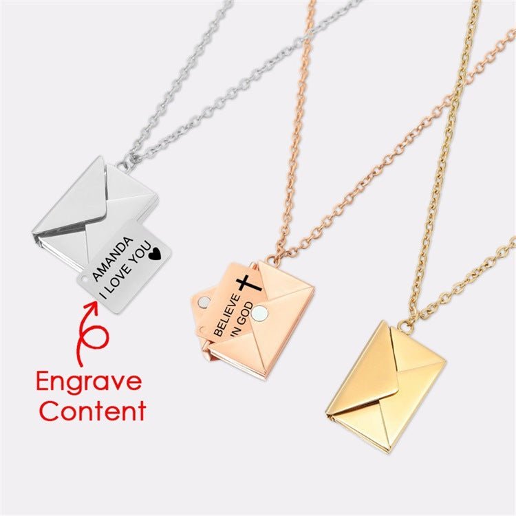 Valentine's Day Gift Envelope Engraved Necklace | Luxury Home Accessories | Heulog Glow