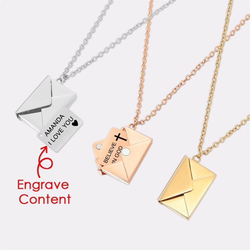 Valentine's Day Gift Envelope Engraved Necklace | Luxury Home Accessories | Heulog Glow