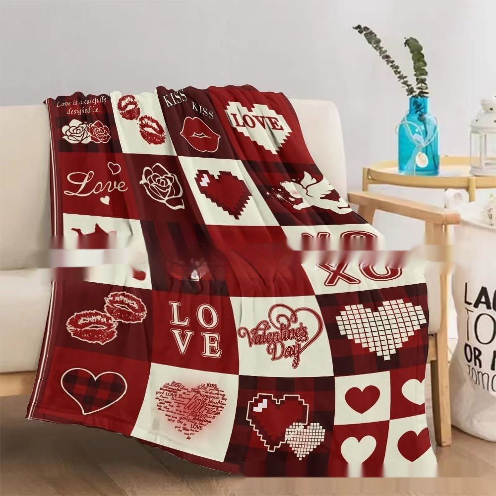 Valentine's Day Gift Small Love Holiday Gift Christmas Flannel Blanket | Luxury Home Accessories | Heulog Glow