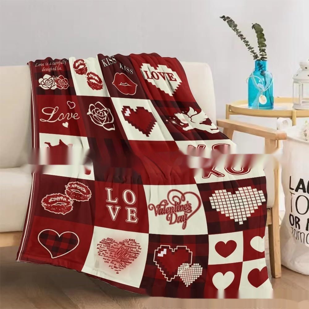 Valentine's Day Gift Small Love Holiday Gift Christmas Flannel Blanket | Luxury Home Accessories | Heulog Glow