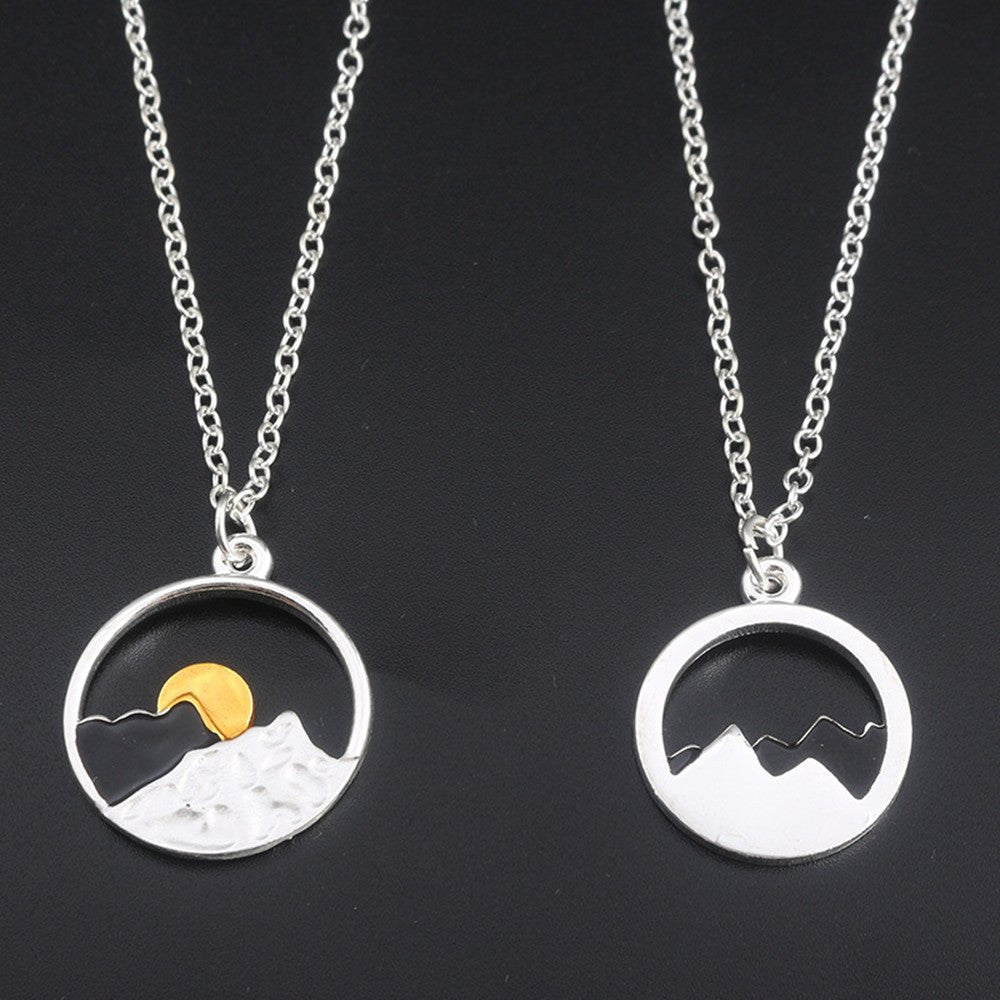 Valentine's Day Gift Sunrise Sunset Mountains Necklace Pendant | Luxury Home Accessories | Heulog Glow
