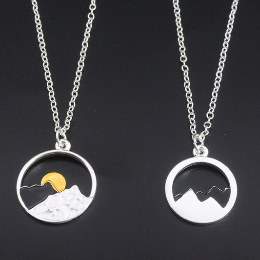 Valentine's Day Gift Sunrise Sunset Mountains Necklace Pendant | Luxury Home Accessories | Heulog Glow