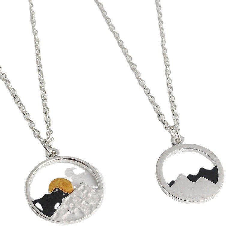 Valentine's Day Gift Sunrise Sunset Mountains Necklace Pendant | Luxury Home Accessories | Heulog Glow