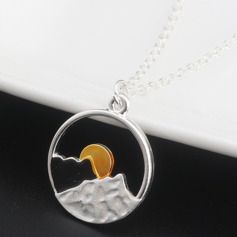 Valentine's Day Gift Sunrise Sunset Mountains Necklace Pendant | Luxury Home Accessories | Heulog Glow