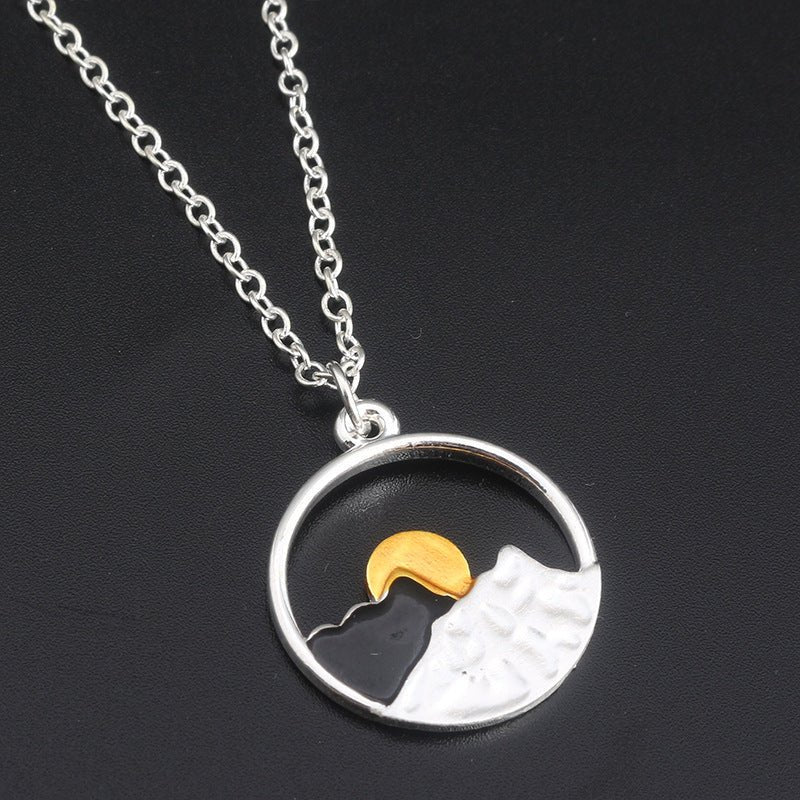 Valentine's Day Gift Sunrise Sunset Mountains Necklace Pendant | Luxury Home Accessories | Heulog Glow