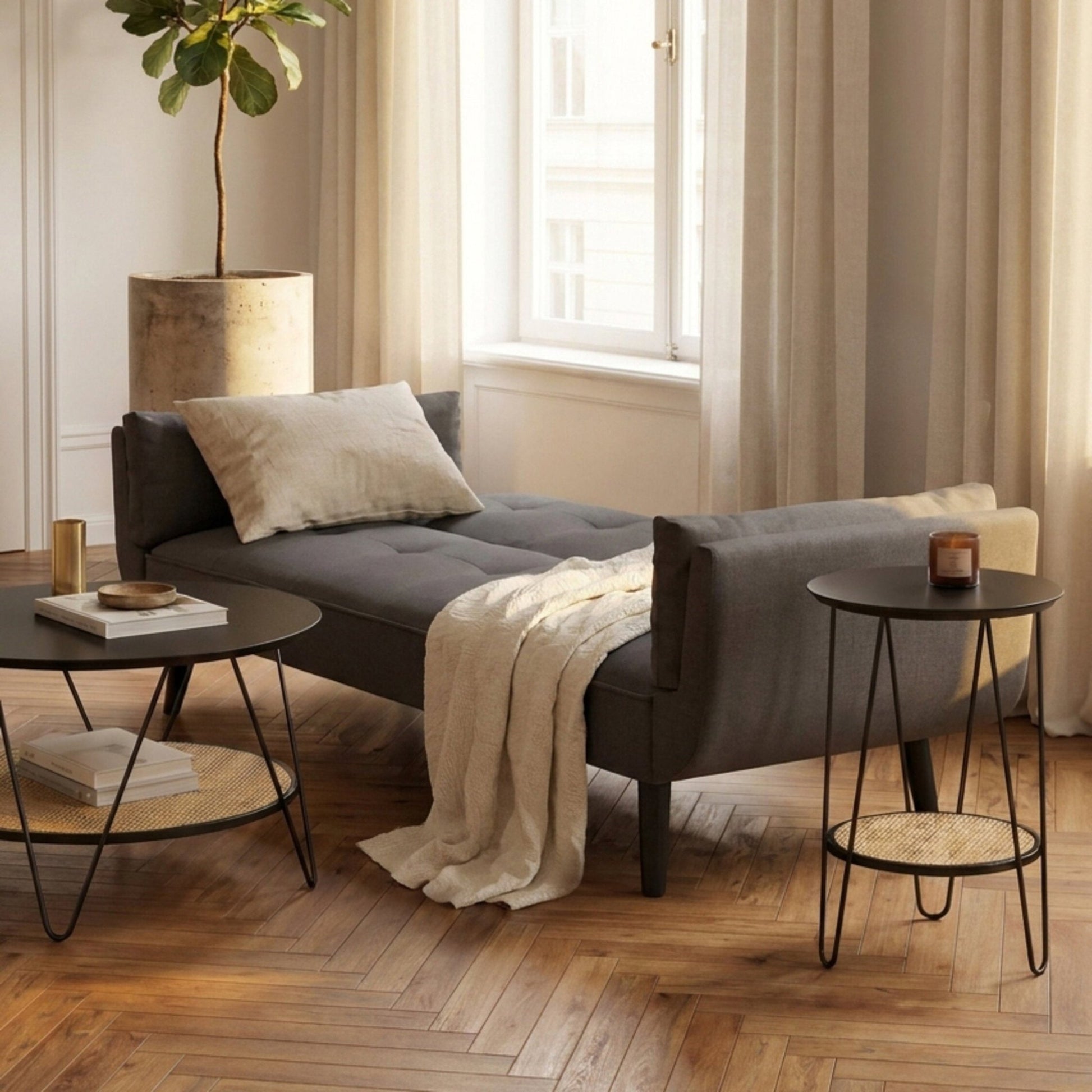 Valerie 3 Seat Dark Grey Sofa Bed | Luxury Home Accessories | Heulog Glow