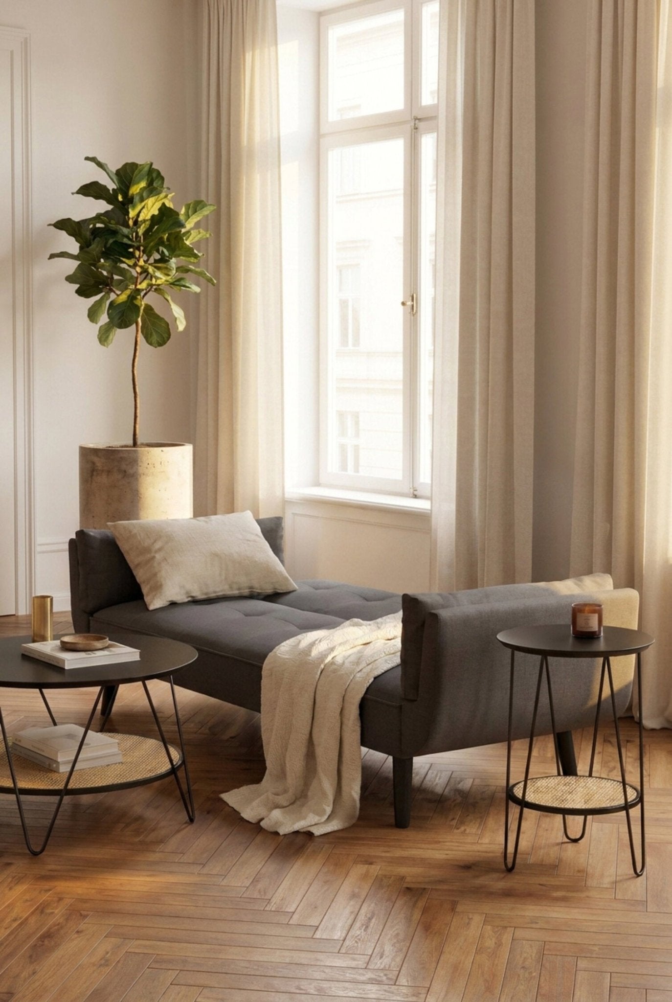 Valerie 3 Seat Dark Grey Sofa Bed | Luxury Home Accessories | Heulog Glow