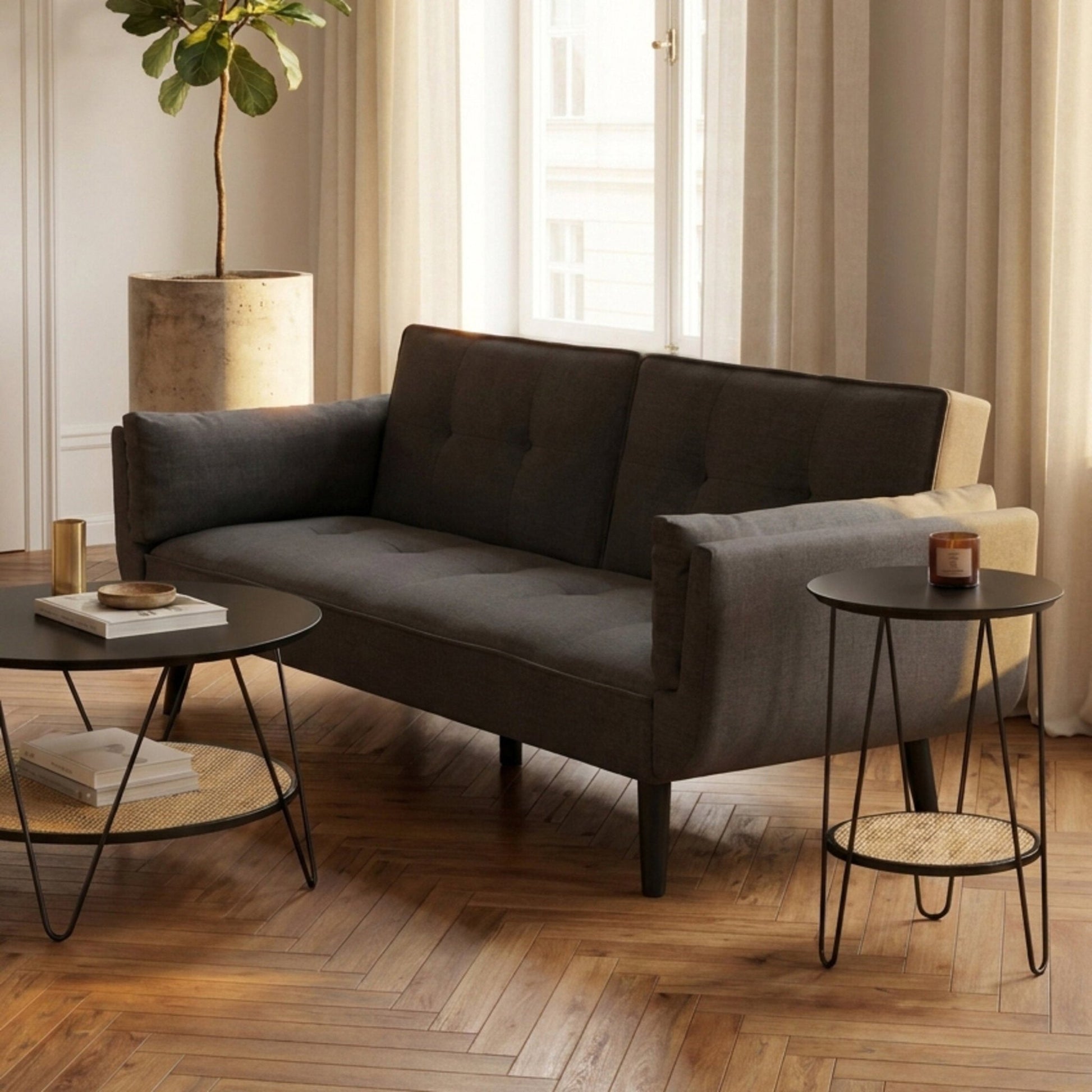 Valerie 3 Seat Dark Grey Sofa Bed | Luxury Home Accessories | Heulog Glow