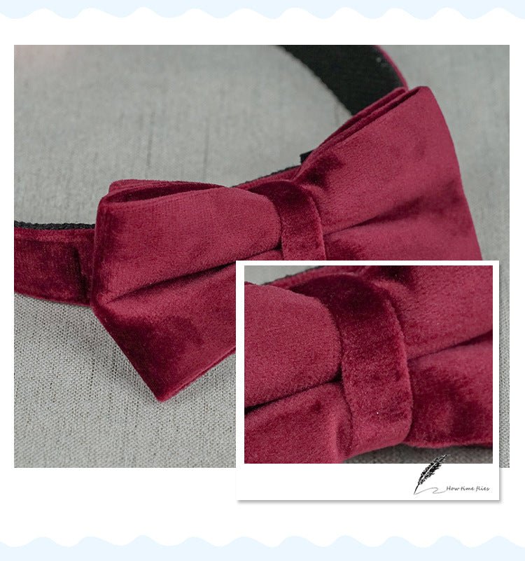Velvet Dog Collar Double Microfiber Bowknot Pet Products | Luxury Home Accessories | Heulog Glow