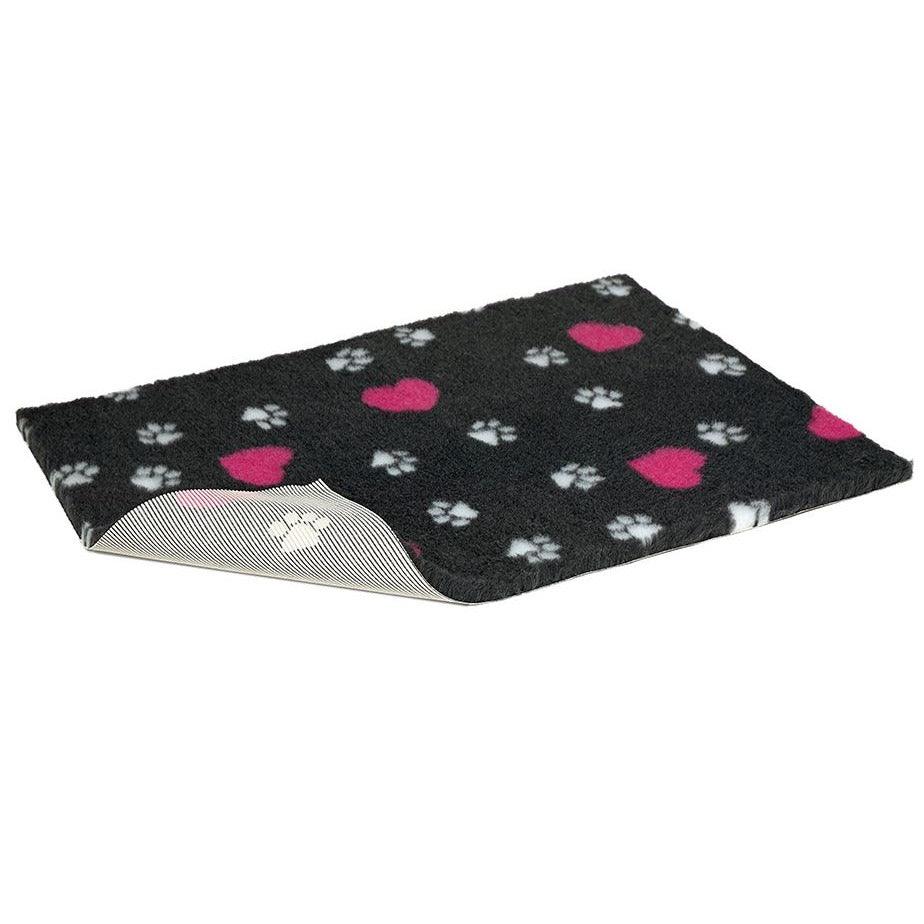 Vetbed Charcoal Heart/Paw Nonslip 40x30" | Luxury Home Accessories | Heulog Glow