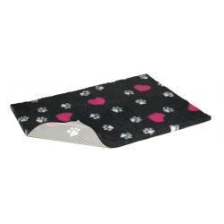 Vetbed Non Slip Charcoal with Cerise Hearts and White Paws | Luxury Home Accessories | Heulog Glow