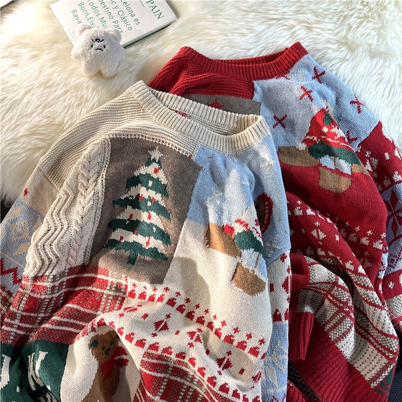 Vintage Loose Round Neck Christmas Sweater | Luxury Home Accessories | Heulog Glow