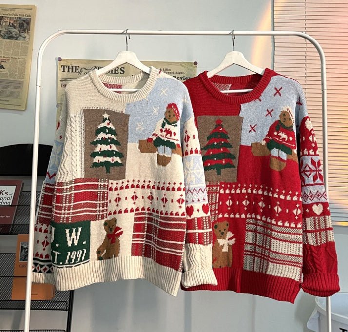 Vintage Loose Round Neck Christmas Sweater | Luxury Home Accessories | Heulog Glow